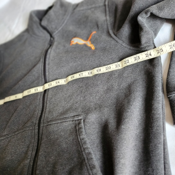 Puma men's XL front zip sweatshirt, gray with  orange accents - Picture 6 of 9